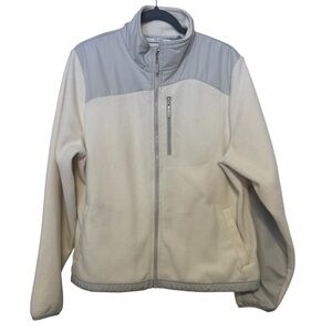 Izod Advantage Performance Fleece Jacket Men's XL Cream Gray Full Zip Sport Flex